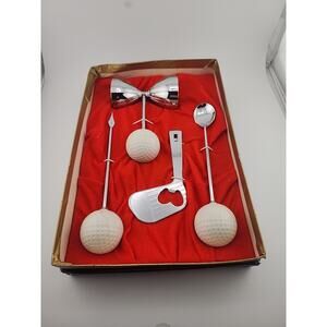 Authentic VTG Swank Par 4 Golf Themed Bar Tools Set-Unused Original Box Japan